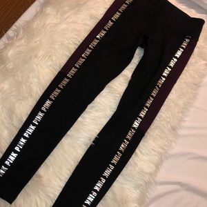 Black and burgundy PINK leggings